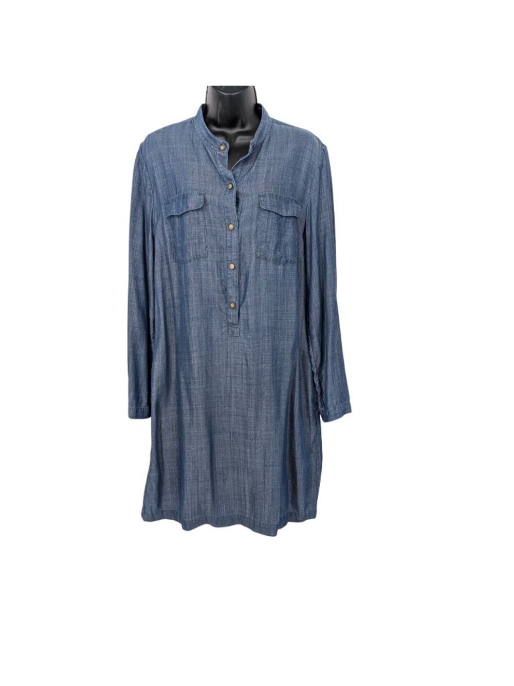 Tommy Bahama Chambray Shirt Dress Tunic Pockets Minimalist Coastal Resort Medium